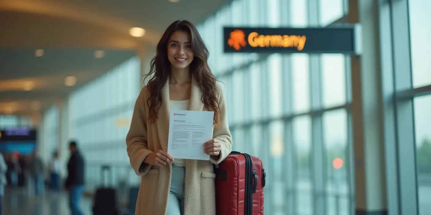 A Pakistani girl at the airport going to Germany to study.
