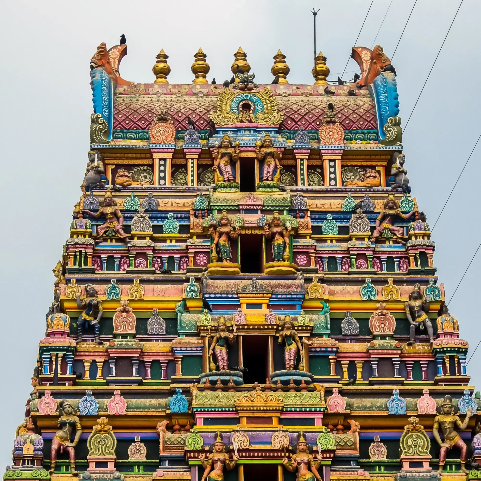 Close up shot of Vijayawada temple in India